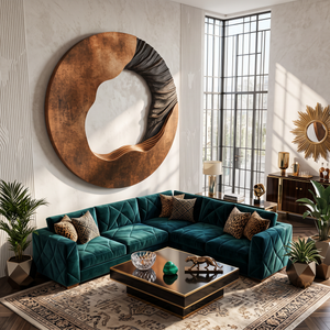 Contemporary Round Solid Wood Wall Art for Living Room Decor