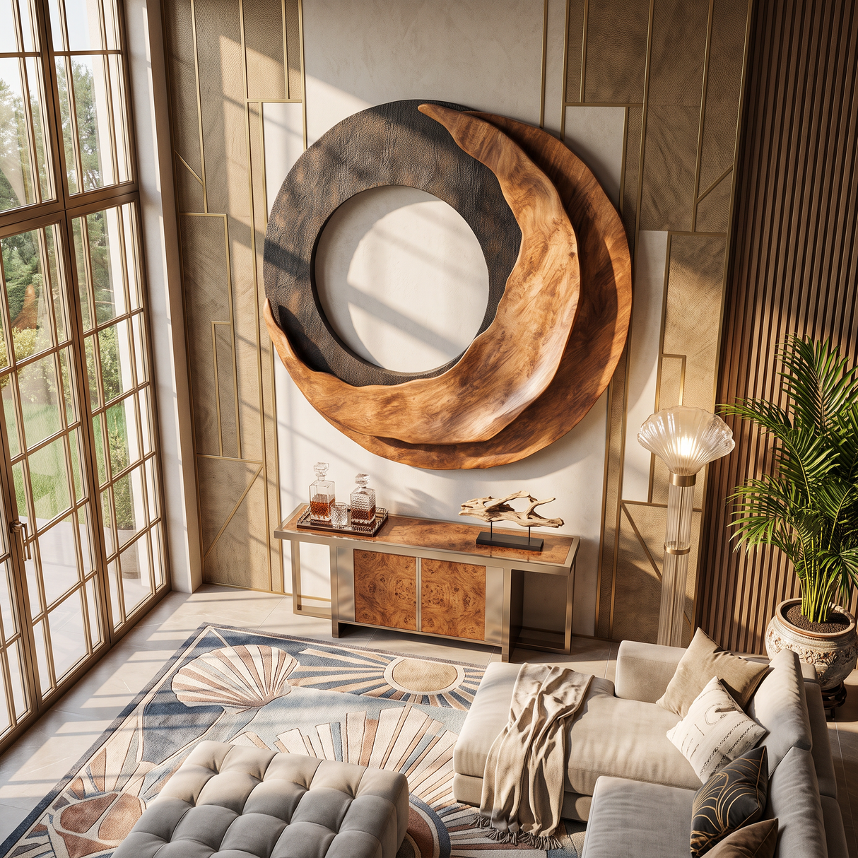 Abstract Sculpted Solid Wood Wall Sculpture for Living Room Feature Walls