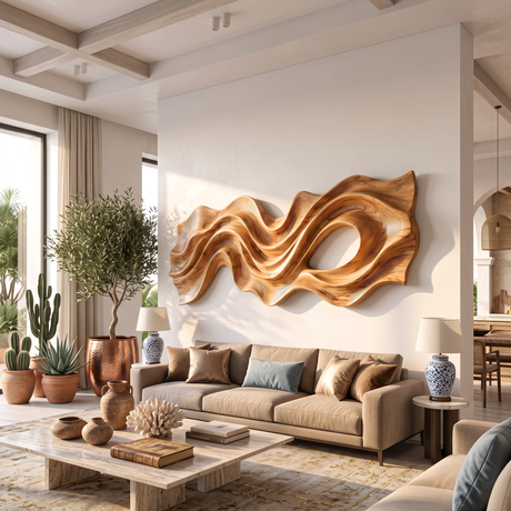 Flowing Ribbon Wood Wall Sculpture with Organic Cutout
