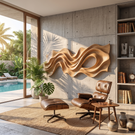 Flowing Ribbon Wood Wall Sculpture with Organic Cutout