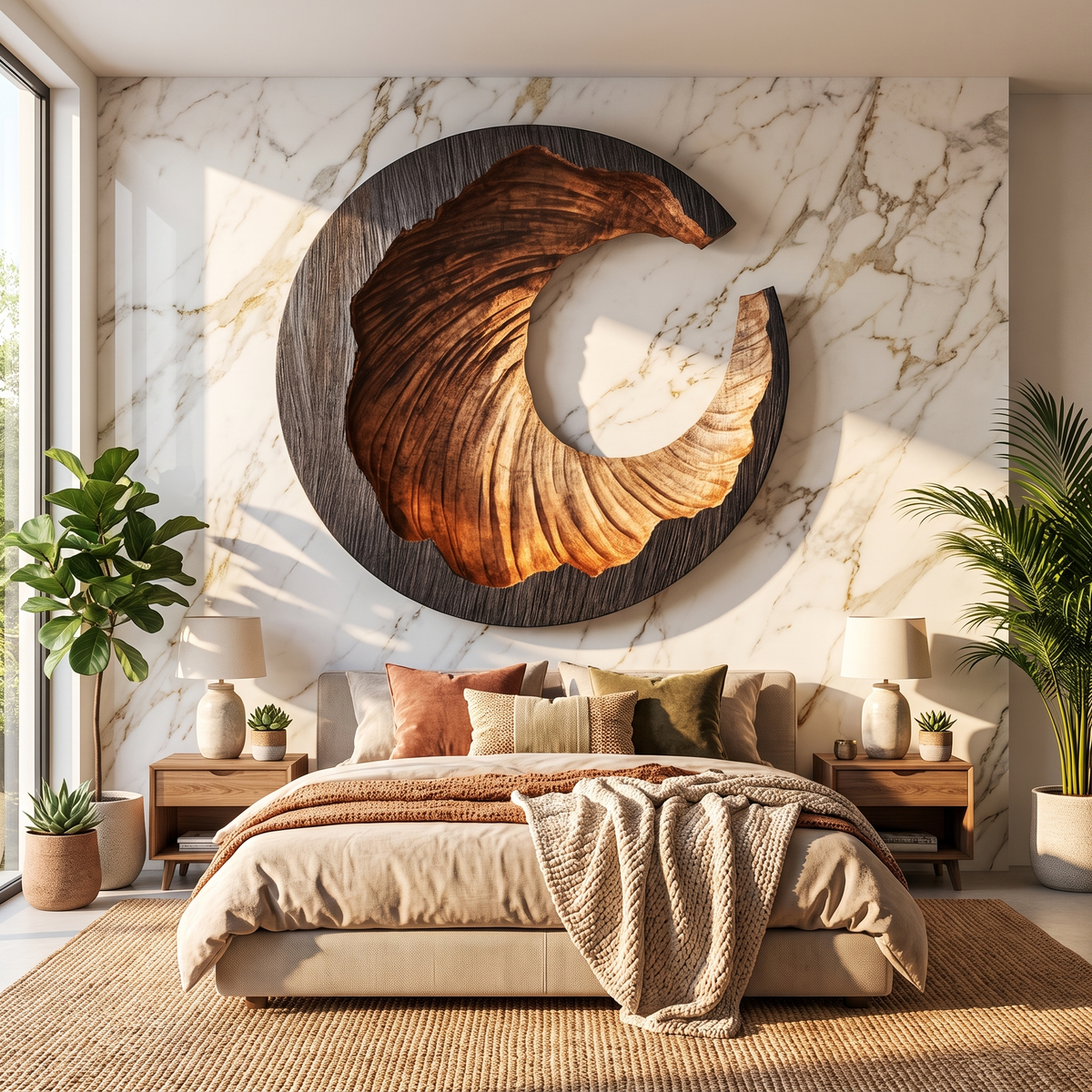 Modern Organic Solid Wood Wall Sculpture for Living Room Interior Design
