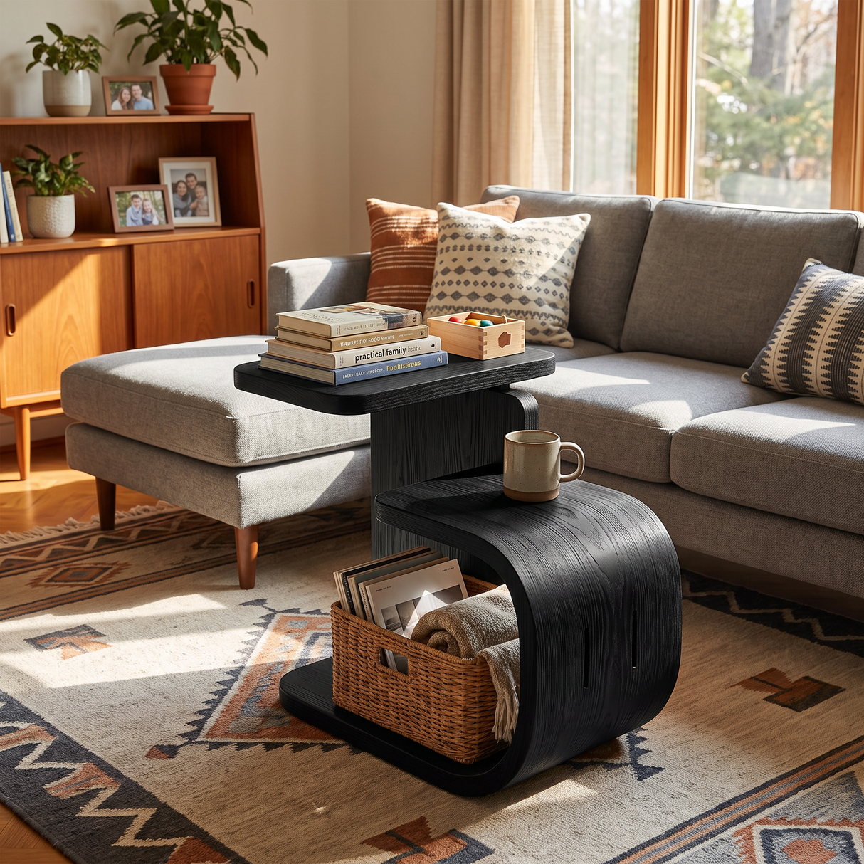 Sculptural Solid Wood Side Table for Modern Living Rooms and Cozy Corners