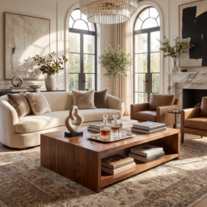 Solid Wood Coffee Table with Clean Open Shelf Design