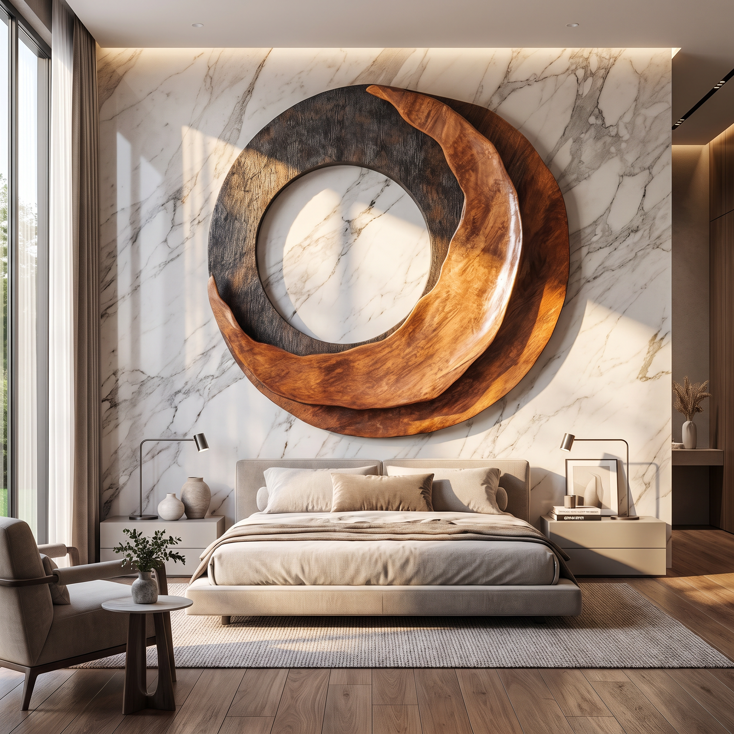 Abstract Sculpted Solid Wood Wall Sculpture for Living Room Feature Walls